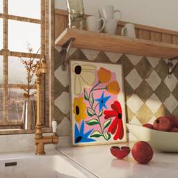 Flowers Unframed Print - Colourful Flower Abstract Poster Floral Art Bouquet Gift Home Wall Decor - thumbnail 2