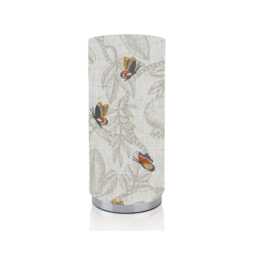 Handmade Floral Butterfly Fabric Lamp, Chrome Base, Made in UK - thumbnail 1