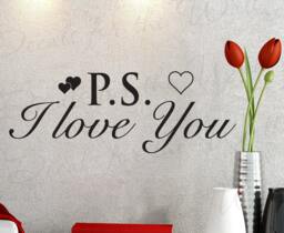 Ps I Love You Bedroom Family Wedding Marriage Wall Decal Lettering Decoration Decorative Vinyl Quote Sticker Graphic Decor Art L39 - thumbnail 1