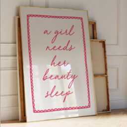 A Girl Needs Her Beauty Sleep Art Print Funny Rose Red Bedroom Decor - thumbnail 1