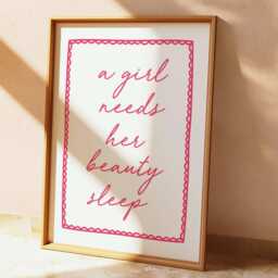 A Girl Needs Her Beauty Sleep Art Print Funny Rose Red Bedroom Decor - thumbnail 3
