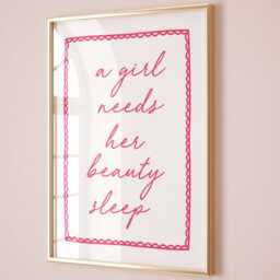 A Girl Needs Her Beauty Sleep Art Print Funny Rose Red Bedroom Decor - thumbnail 2