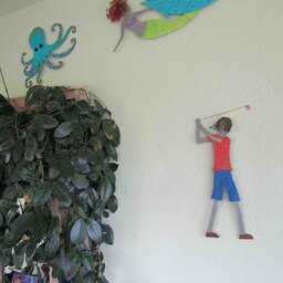 "Recycled Metal Golfer Wall Art Sports Sculpture Gift - 19"" X 8" - thumbnail 3