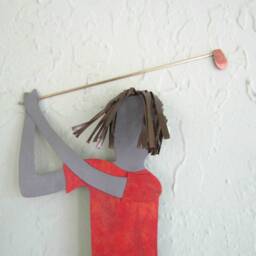 "Recycled Metal Golfer Wall Art Sports Sculpture Gift - 19"" X 8" - thumbnail 2