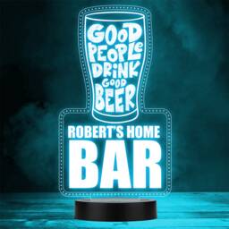 Good People Drink Beer Pint Home Bar Man Cave Gift Colour Change Night Light - thumbnail 1