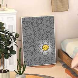 Smiley Face Art Canvas Poster, Trendy Wall Art, Apartment Aesthetic Decor, Retro Home Printed Gift - thumbnail 3