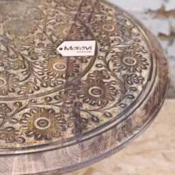 Manka Round Wooden Pedestal Side Table - thumbnail 3