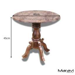 Manka Round Wooden Pedestal Side Table - thumbnail 4
