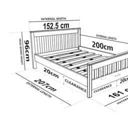 "Nodax Wooden Solid Pine King Size Bed Frame Model ""F16" - thumbnail 4