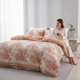 4 Piece Floral Bedding Set - Charcoal & Mustard Duvet Cover Cozy Aesthetic Bedroom Decor Tiktok Viral Home Gift For Her - thumbnail 3