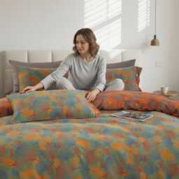 4 Piece Floral Bedding Set - Charcoal & Mustard Duvet Cover Cozy Aesthetic Bedroom Decor Tiktok Viral Home Gift For Her - thumbnail 2