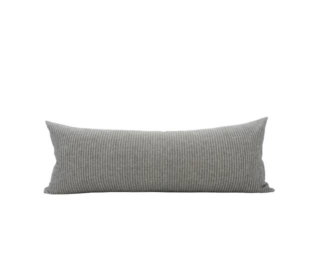 Max -- 14x36 Grey Stripe Pillow Cover Gray Neutral Farmhouse Masculine - image 1