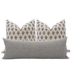 Max -- 14x36 Grey Stripe Pillow Cover Gray Neutral Farmhouse Masculine - thumbnail 3