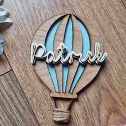 Personalised Hot Air Balloon Oak Name Sign - Adventure Nursery Wall Decor Custom Wooden Plaque Sky Theme Baby Gift - thumbnail 4