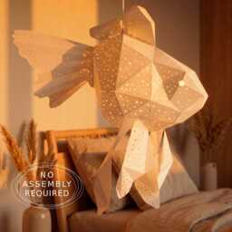 Goldfish Pendant Light - Handmade Paper Ceiling Lamp Nursery & Kids Room Lighting Modern Ocean Decor - thumbnail 2