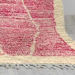 Vibrant Pink Moroccan Rug - Large Handwoven Wool Area Carpet Cream Diamond Pattern Plush Shag Beni Ourain Style Boho Decor - thumbnail 3