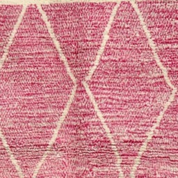 Vibrant Pink Moroccan Rug - Large Handwoven Wool Area Carpet Cream Diamond Pattern Plush Shag Beni Ourain Style Boho Decor - thumbnail 2