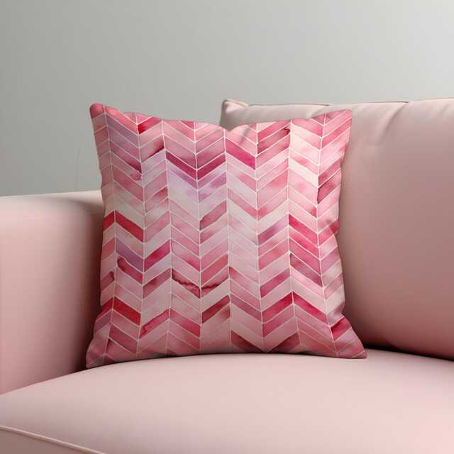 Pink Chevron Cushion Cover, Watercolor Zigzag Throw Pillow Modern Chic Living Room & Bedroom Decoration, Custom Made Covers - image 1