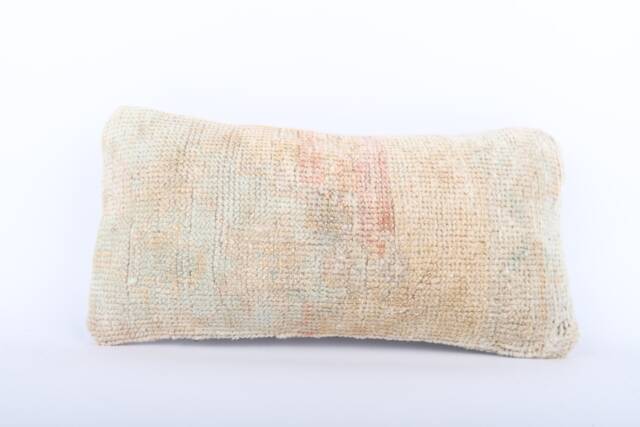 Handmade Kilim Lumbar Pillow Cover Vintage Turkish Wool - 8x16 - image 1