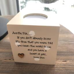 Shabby Personalised Chic Aunty Auntie Aunt Great Wooden Candle Gift Any Name You Would Like - thumbnail 2