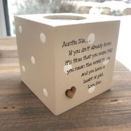 Shabby Personalised Chic Aunty Auntie Aunt Great Wooden Candle Gift Any Name You Would Like - thumbnail 3