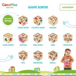 Montessori Wooden Shape Sorter Toy Car Puzzle Educational Activity Gift Box - Goodplay - thumbnail 3