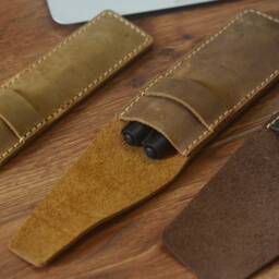 Crazy Horse Leather Pen Case Personalized Sleeve Cover - thumbnail 2