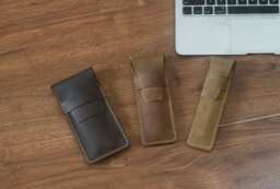Crazy Horse Leather Pen Case Personalized Sleeve Cover - thumbnail 1