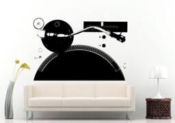 Turntable Vinyl Disc Jockey Wall Decal Sticker Music L1199 - thumbnail 1