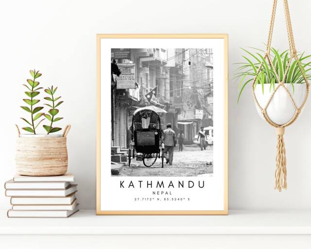 Kathmandu Street Print Minimalist Nepal Travel Art - image 1