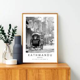 Kathmandu Street Print Minimalist Nepal Travel Art - thumbnail 2