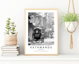 Kathmandu Street Print Minimalist Nepal Travel Art - thumbnail 1