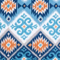 Boho Cushion Cover, Printed Navajo Cushion, Style Blue Orange Pillowcase , Piped Double Sided Cotton, 45x45cm - thumbnail 3