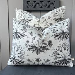 William Morris Primrose & Columbine Luxury Designer Grey White Fabric Cushion Pillow Cover - thumbnail 1
