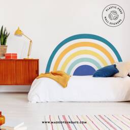 Mural Rainbow Wall Decal Boho Kids Room Decor, Plastic-Free - thumbnail 1