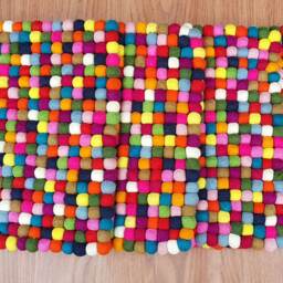 Multicolor Felt Ball Chair Mat Handmade Wool Cushion - 40cm - thumbnail 3