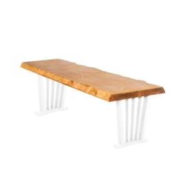 Rustic Live Edge Bench With Spoked Legs - Industrial Reclaimed Timber Style - thumbnail 3