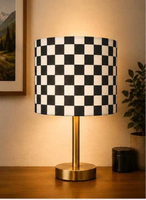 Black & White Chequered Drum Lampshade Ceiling, Table, Pendant Modern Contemporary - image 1