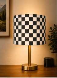 Black & White Chequered Drum Lampshade Ceiling, Table, Pendant Modern Contemporary