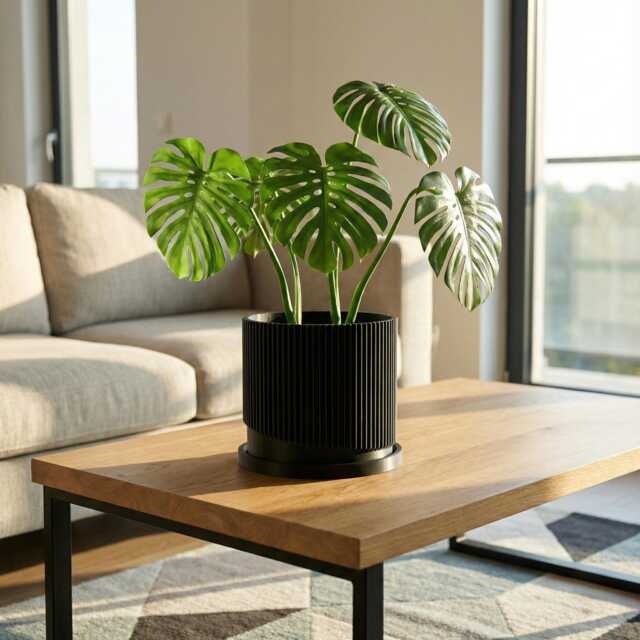 Bubble Ribbed Plant Pot With Drainage & Saucer, 3D Printed Planter Unique Modern Design, Wave For Plants, Gift Ideas - image 1