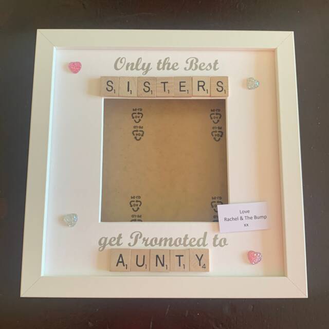 Sister To Auntie Scrabble Art Photo Frame, Personalised Aunt Gift - image 1