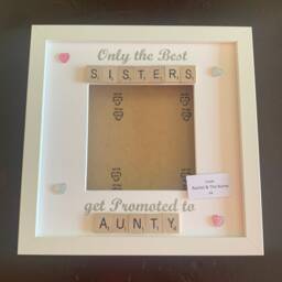 Sister To Auntie Scrabble Art Photo Frame, Personalised Aunt Gift - thumbnail 1