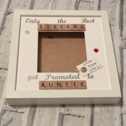 Sister To Auntie Scrabble Art Photo Frame, Personalised Aunt Gift - thumbnail 2