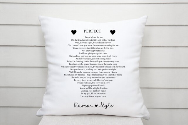 Personalised Song Lyrics Cushion Love Wedding Anniversary Gift For Him Her Valentines Birthday , Gift Men Living Room - image 1