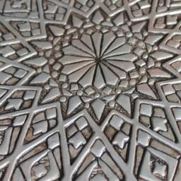 Moroccan Wall Hanging Carved in Deep Relief, Ceramic Tile, Decor, Art, Tiles Design #4 30cm Aged Silver - thumbnail 2