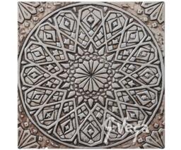Moroccan Wall Hanging Carved in Deep Relief, Ceramic Tile, Decor, Art, Tiles Design #4 30cm Aged Silver - thumbnail 1