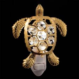 24K Gold Plated Sea Turtle Handcrafted Luxury Night Light Decorated Swarovski Crystals Bedroom Bathroom Kids Room Kitchen Gift Premium Decor - thumbnail 3