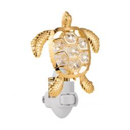 24K Gold Plated Sea Turtle Handcrafted Luxury Night Light Decorated Swarovski Crystals Bedroom Bathroom Kids Room Kitchen Gift Premium Decor - thumbnail 1