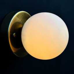 Mid Century Modern Globe Wall Sconce 1950S Brass Light Aged Lamp Minimalist Hardwired Bathroom Bedroom Lighting Home Decor - thumbnail 2