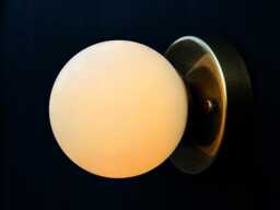 Mid Century Modern Globe Wall Sconce 1950S Brass Light Aged Lamp Minimalist Hardwired Bathroom Bedroom Lighting Home Decor